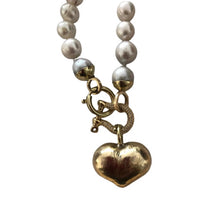 Load image into Gallery viewer, Pearls Necklace + Puffy Heart element
